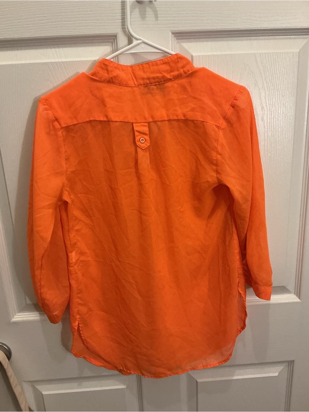 Chloe Orange Lightweight Button Popover Blouse Medium Clemson Tigers